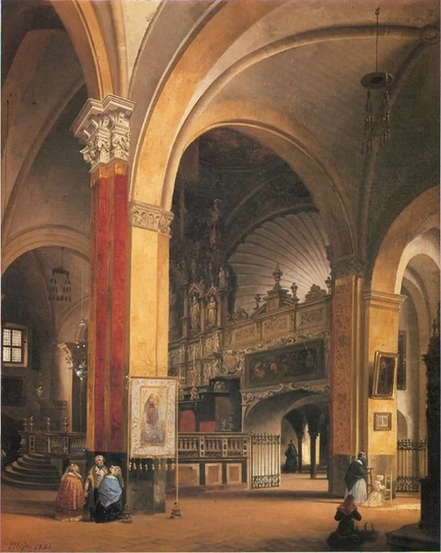 Interno della Chiesa di Sant'Eustorgio Milano prima dei restauri - 1841
